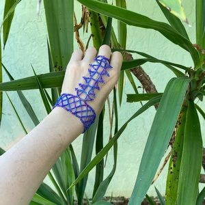 Vintage beaded hand chain Slave Bracelet